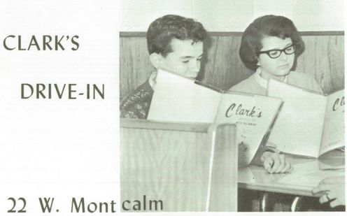 Clarks Drive-In and Restaurant - Old Yearbook Ads (newer photo)
